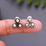 925 Silver Pearl Cluster Stud Earrings