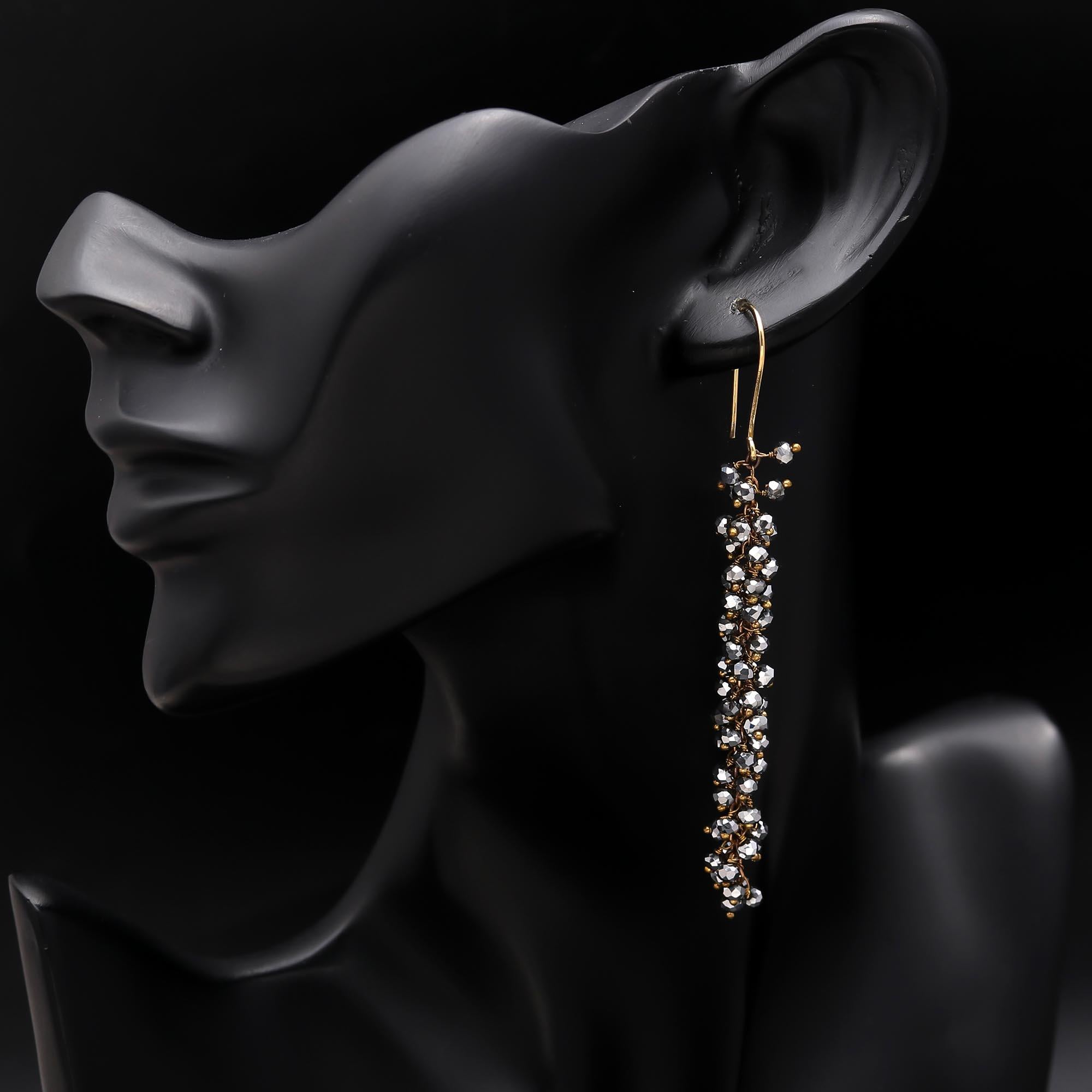 925 Silver Long Cluster Dangle Earrings