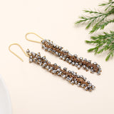 925 Silver Long Cluster Dangle Earrings