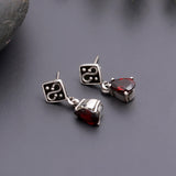 925 Silver Garnet Drop Earrings