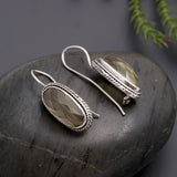 925 Silver Green Amethyst Dangle Earrings