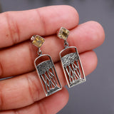 925 Silver Citrine Drop Earrings