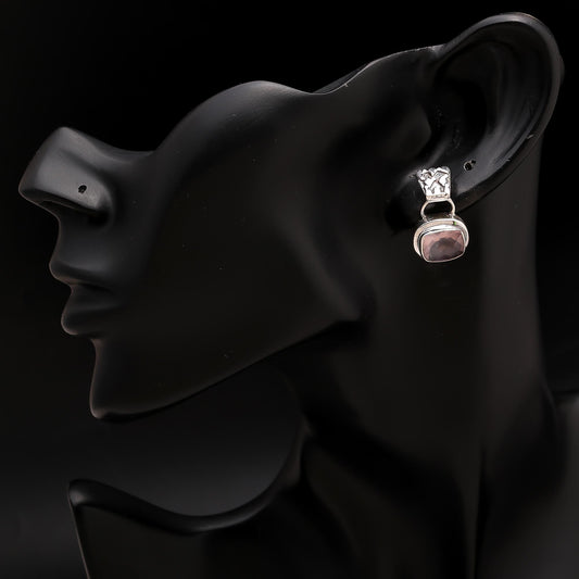 925 Silver Rose Quartz Drop Earrings