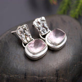 925 Silver Rose Quartz Drop Earrings