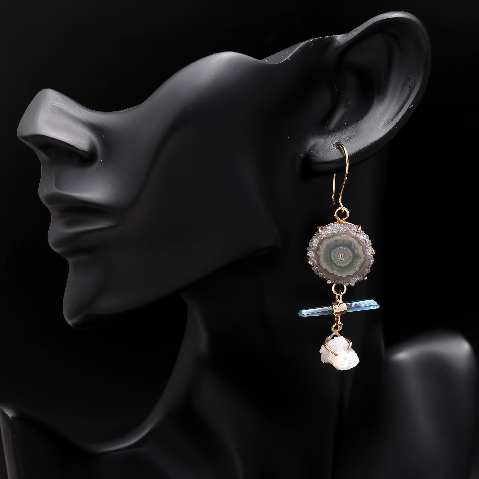 925 Silver Raw Crystal Dangle Earrings