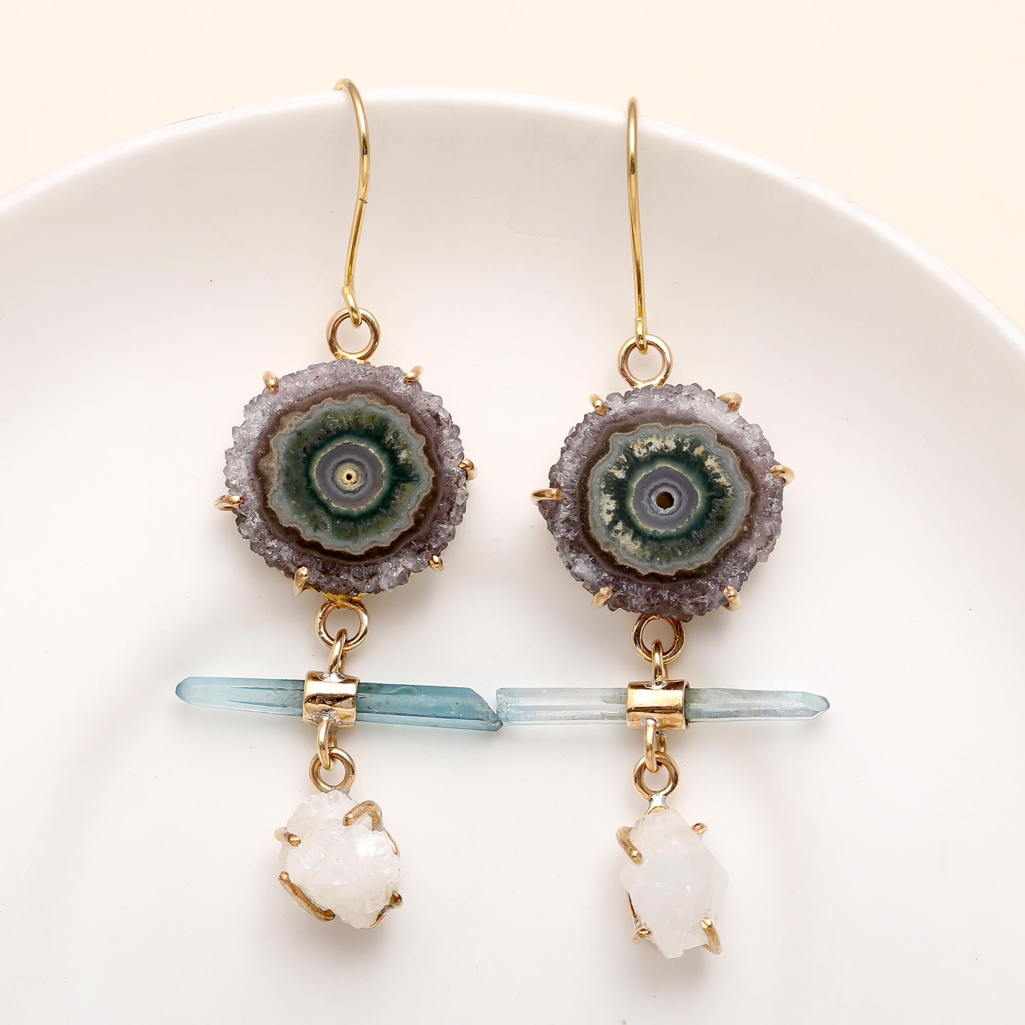 925 Silver Raw Crystal Dangle Earrings