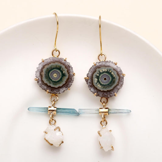 925 Silver Raw Crystal Dangle Earrings