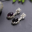 925 Silver Oval Garnet Drop Earrings