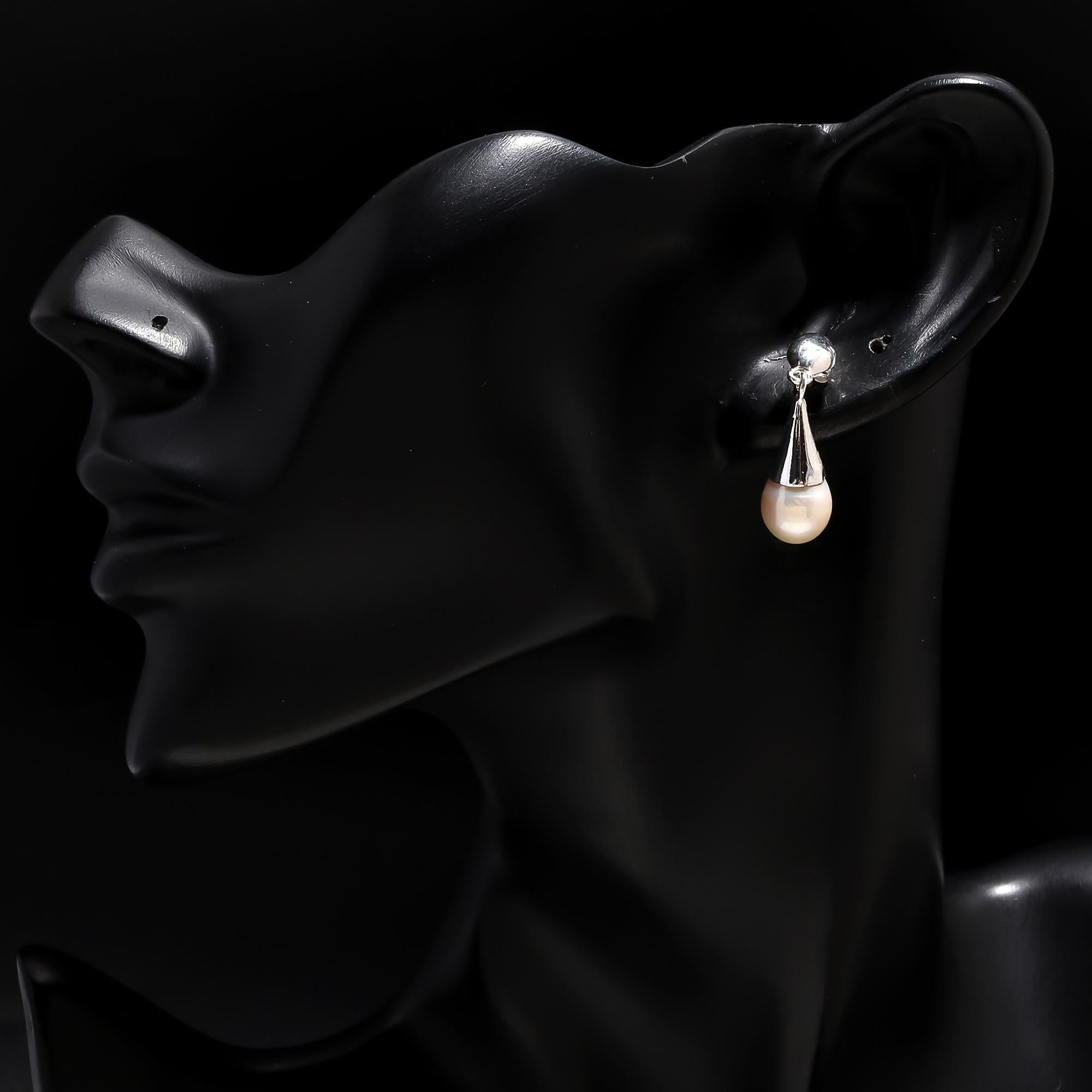 925 Silver Teardrop Pearl Drop Earrings