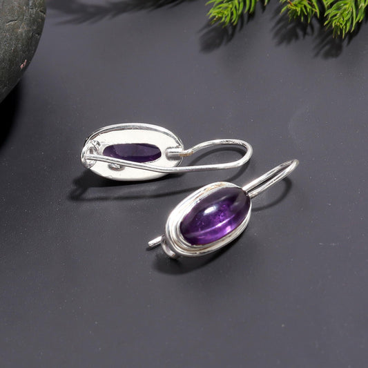 925 Silver Amethyst Dangle Earrings