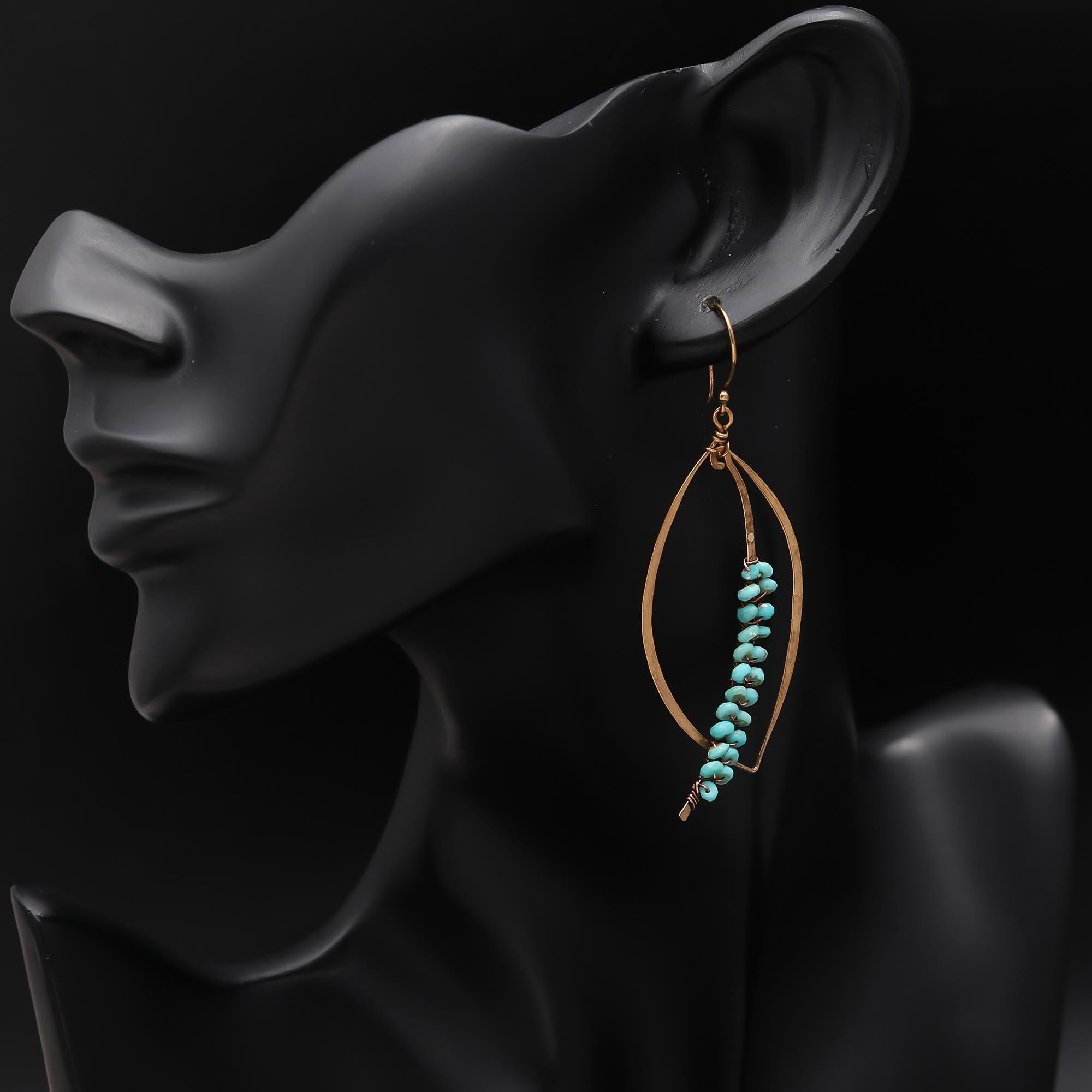 925 Silver Turquoise Beaded Dangle Earrings