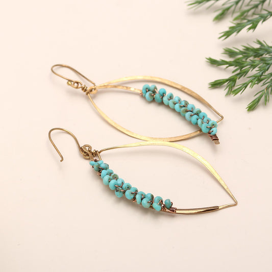 925 Silver Turquoise Beaded Dangle Earrings