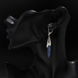 925 Silver Long Lapis Lazuli Spike Drop Earrings