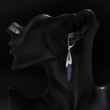 925 Silver Long Lapis Lazuli Spike Drop Earrings