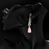925 Silver Rose Quartz Dangle Earrings