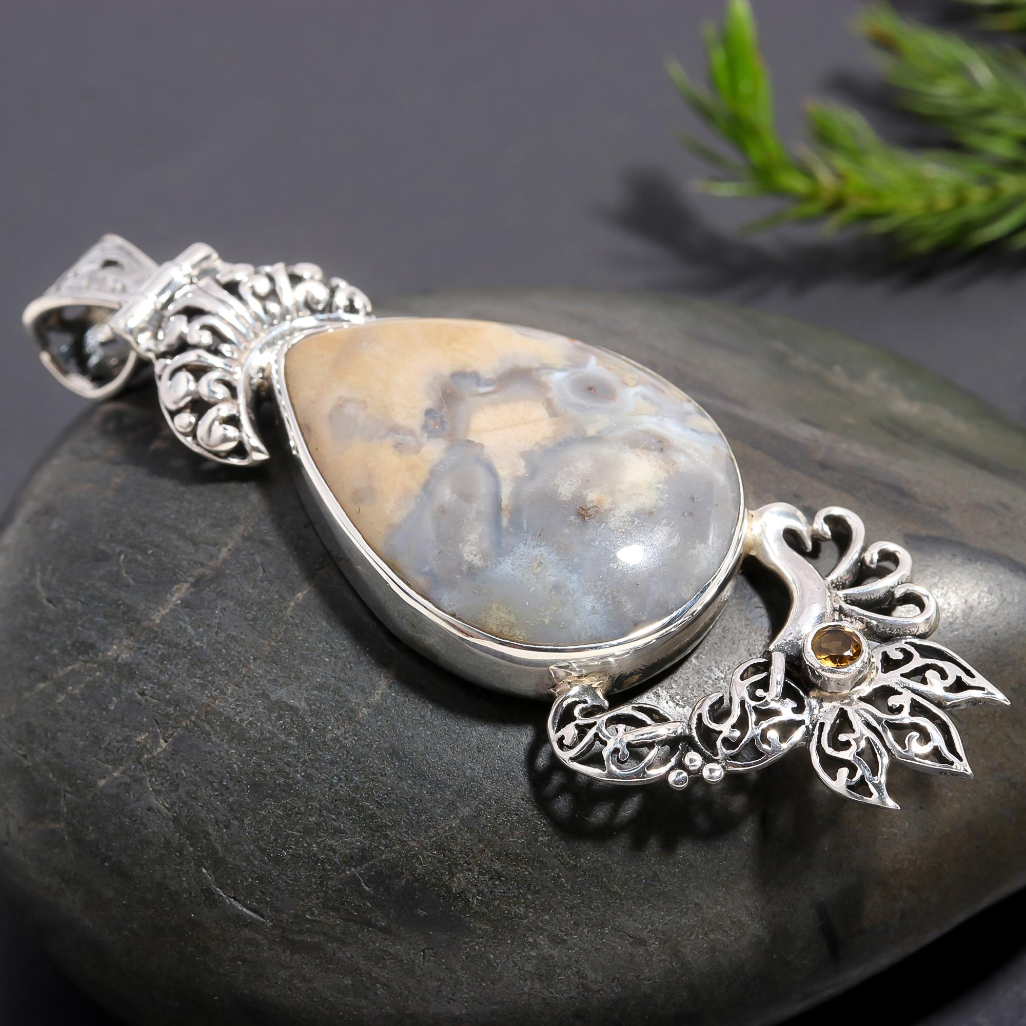 925 Silver Dendritic Agate Pendant