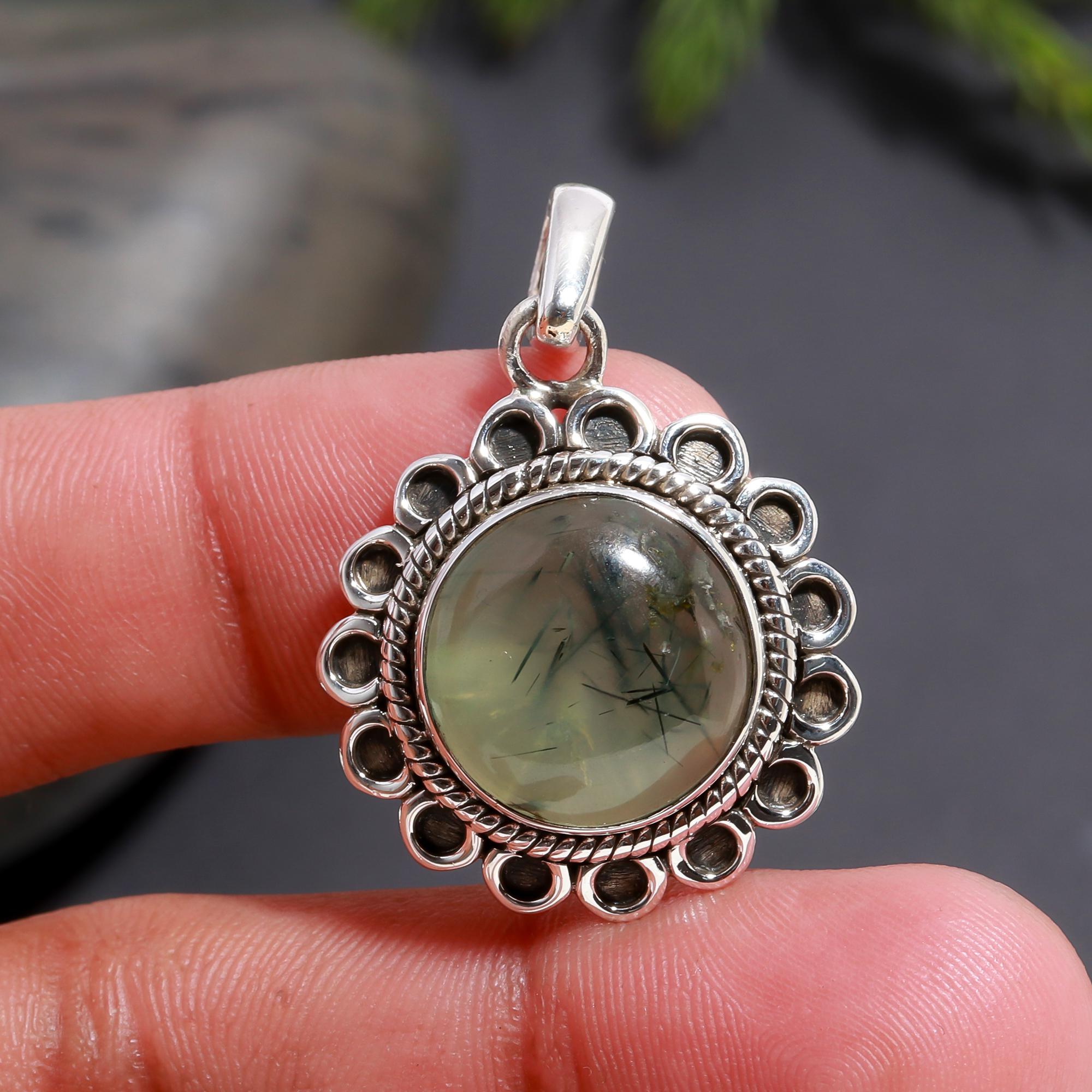 925 Silver Prehnite Pendant