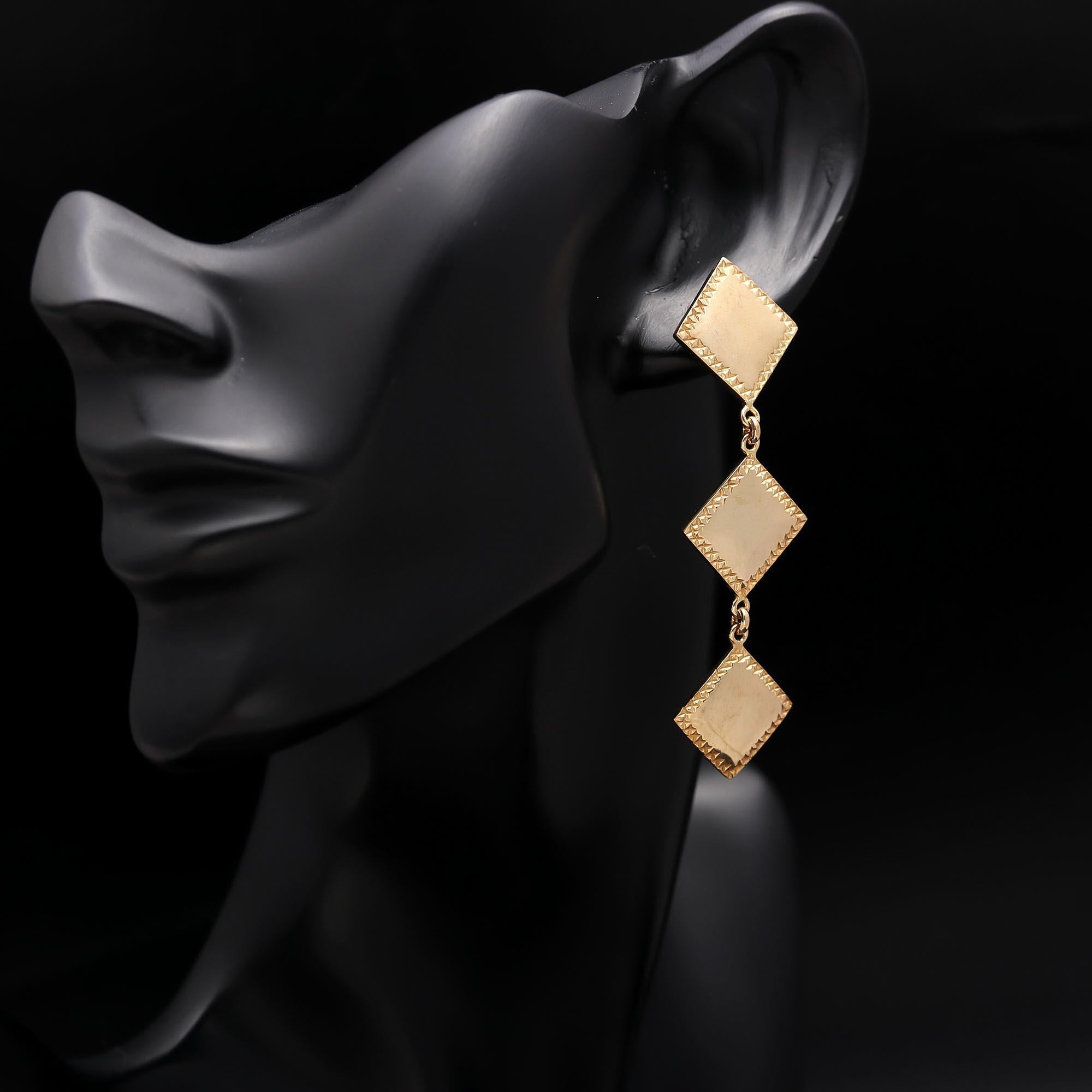 925 Silver Square Link Drop Earrings