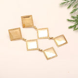 925 Silver Square Link Drop Earrings