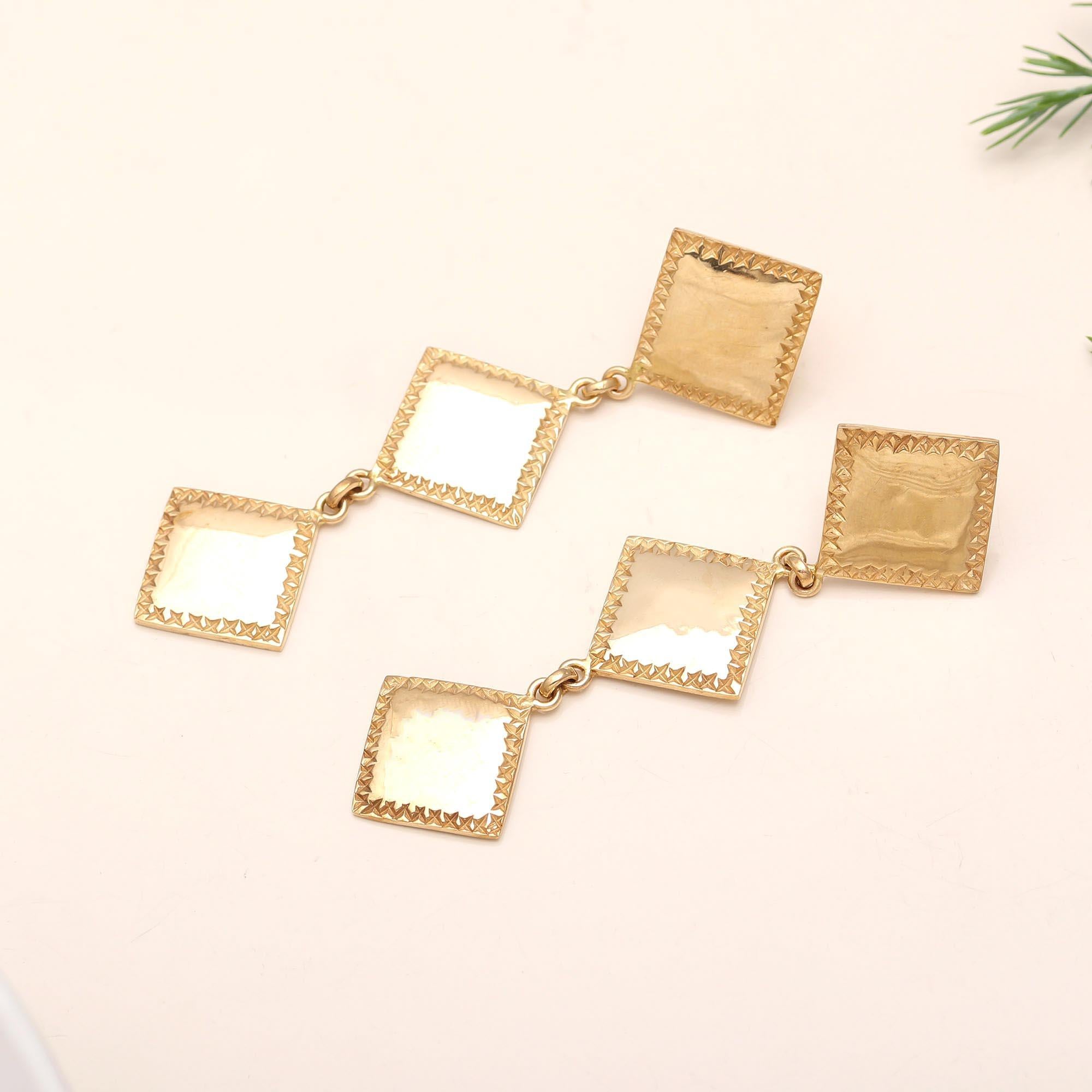 925 Silver Square Link Drop Earrings