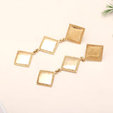 925 Silver Square Link Drop Earrings