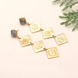 925 Silver Textured Square Drop Earrings