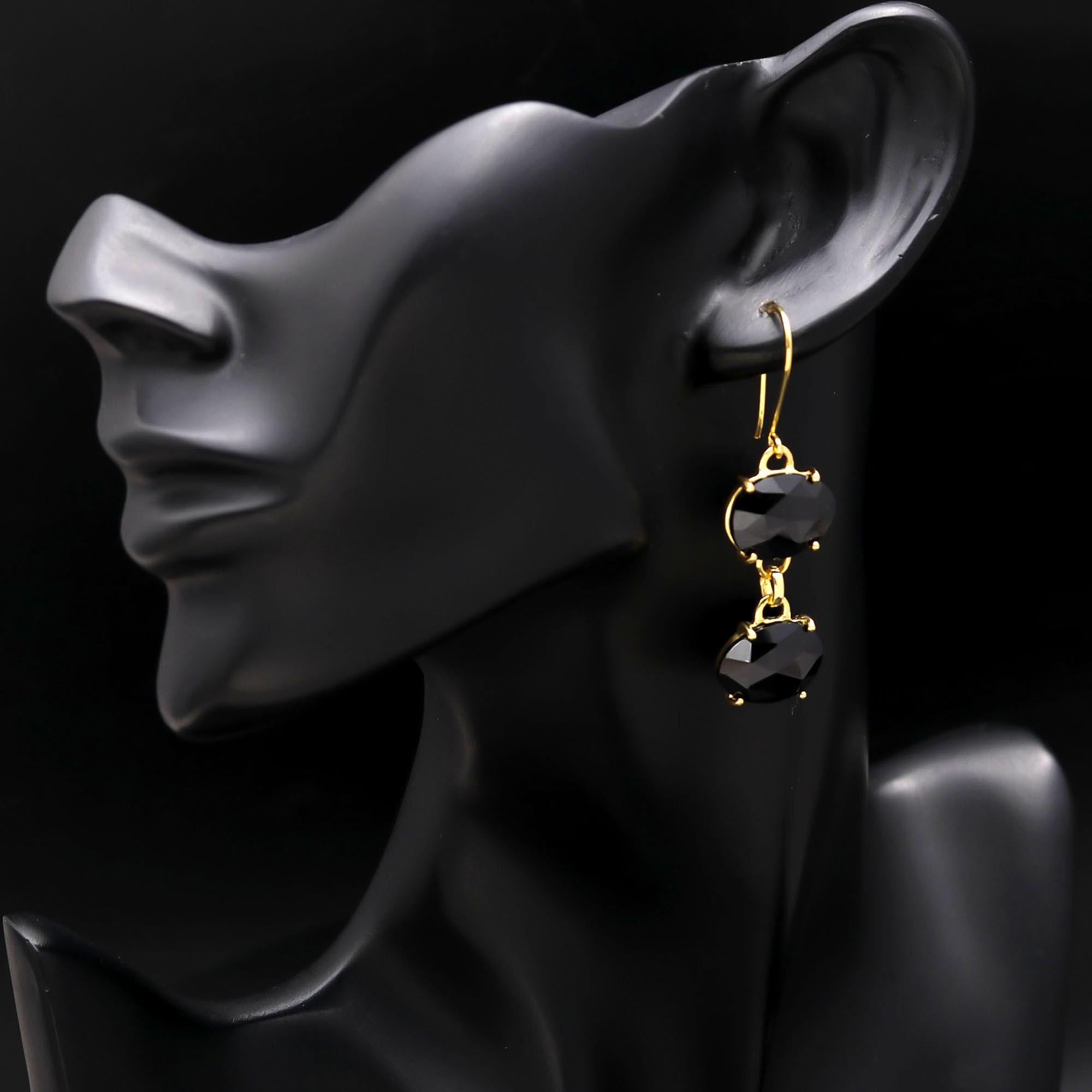 925 Silver Black Onyx Dangle Earrings