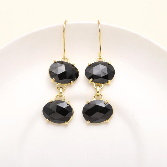 925 Silver Black Onyx Dangle Earrings