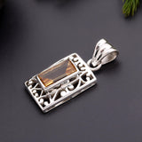 925 Silver Citrine Filigree Pendant