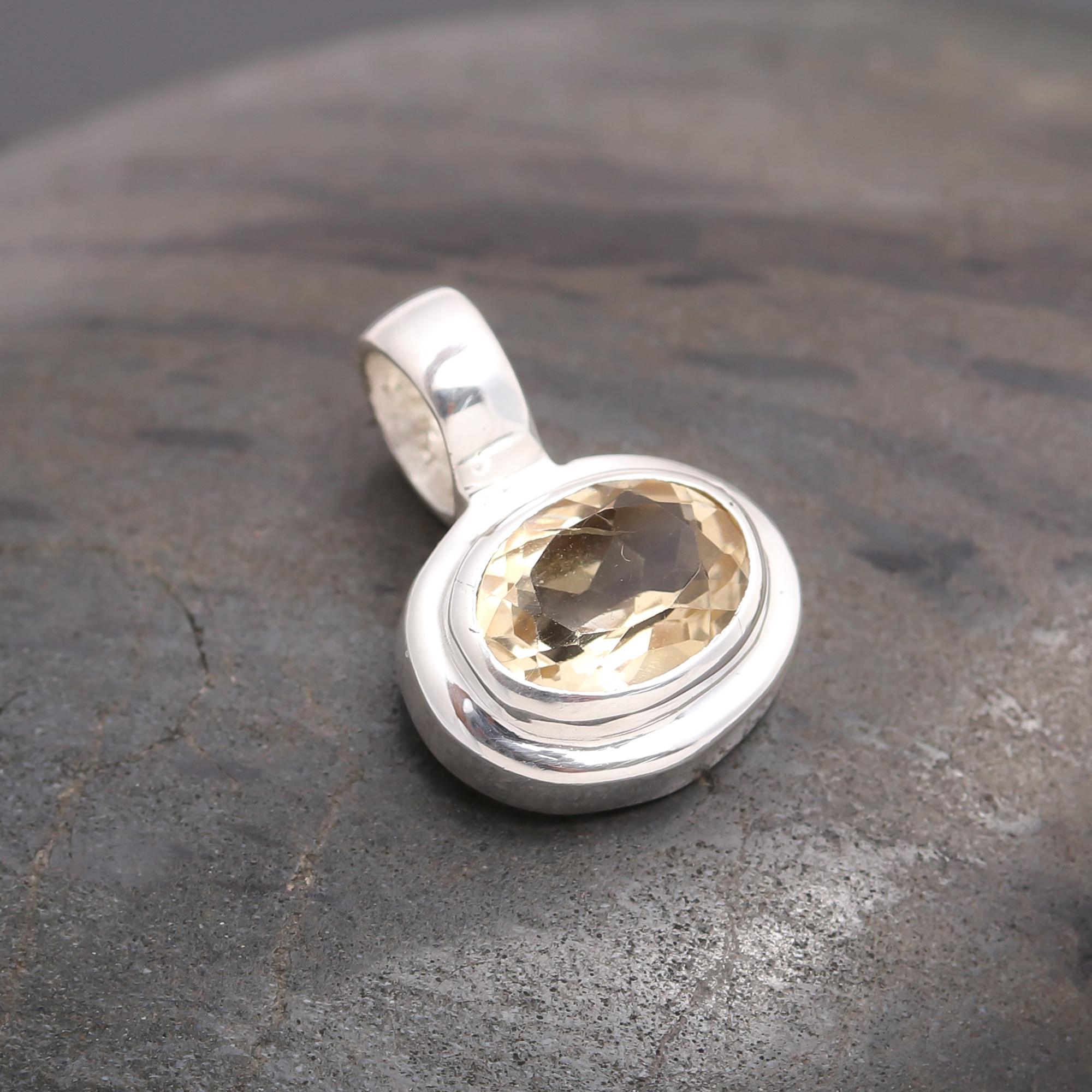 925 Silver Citrine Pendant