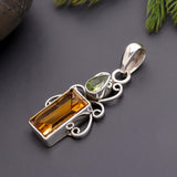 925 Silver Citrine and Peridot Pendant