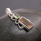 925 Silver Citrine and Peridot Pendant