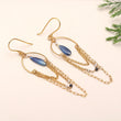 Brass Blue Kyanite Silverite Dangle Earrings
