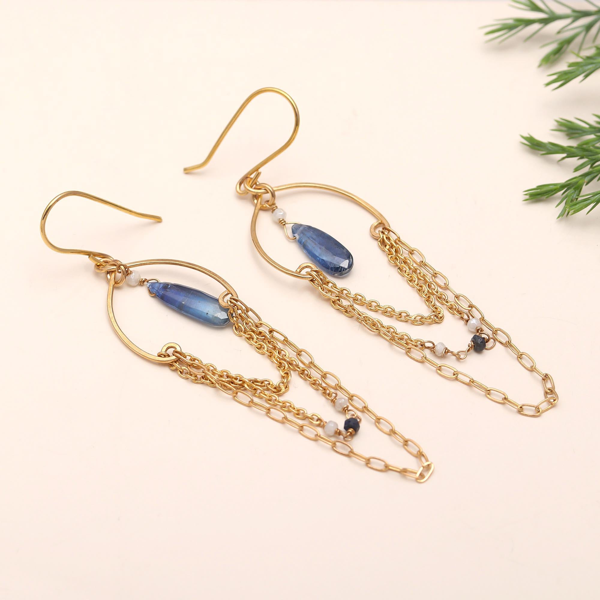 925 Silver Kyanite Dangle Earrings