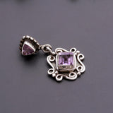 925 Silver Amethyst Scrollwork Pendant