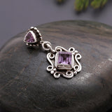 925 Silver Amethyst Scrollwork Pendant