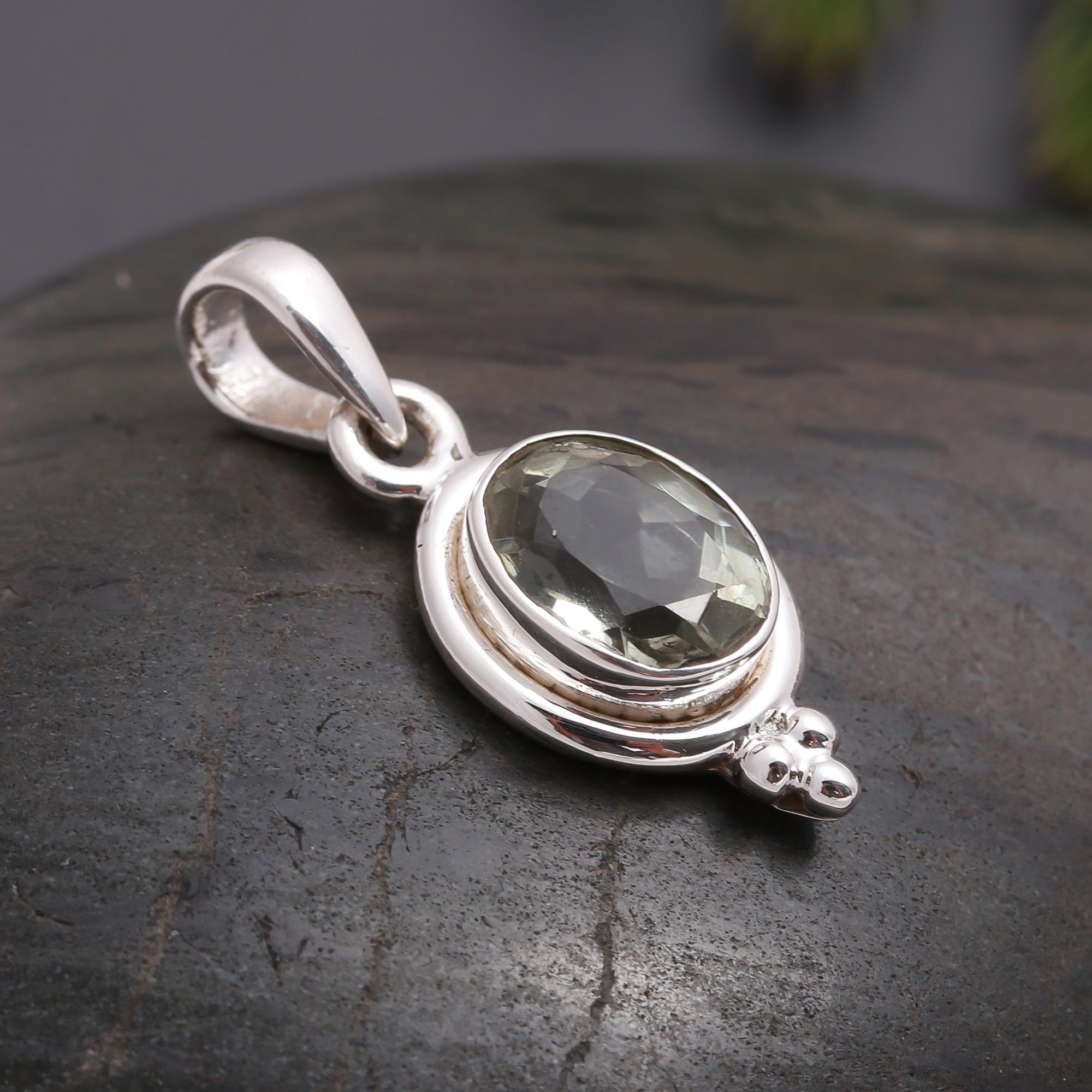 925 Silver Green Amethyst Pendant