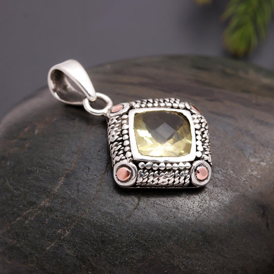 925 Silver Lemon Quartz Pendant