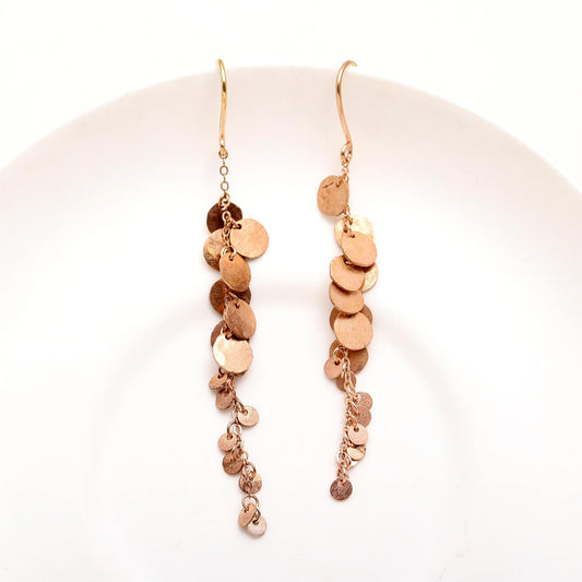 925 Silver Disc Chain Dangle Earrings