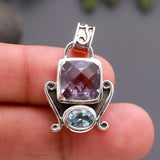 925 Silver Amethyst & Blue Topaz Pendant