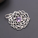 925 Silver Amethyst Flower Pendant