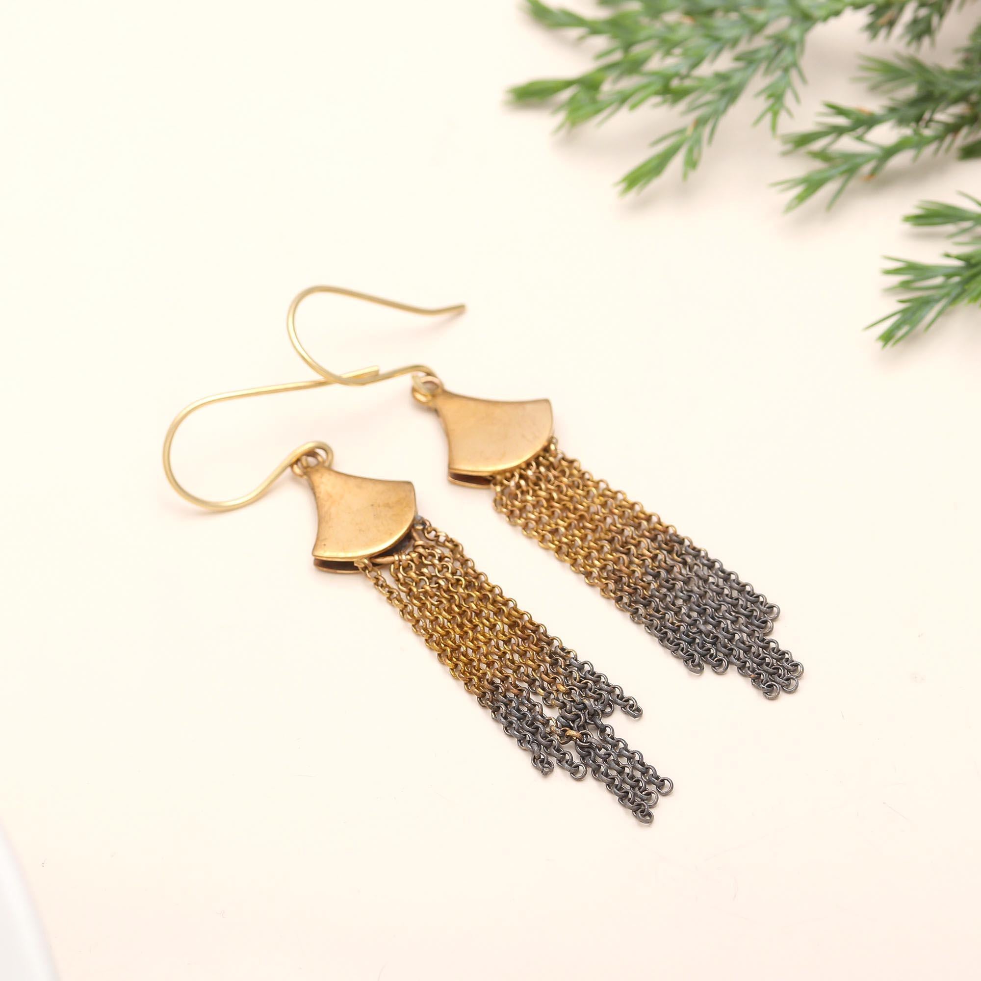 925 Silver Chain Tassel Dangle Earrings