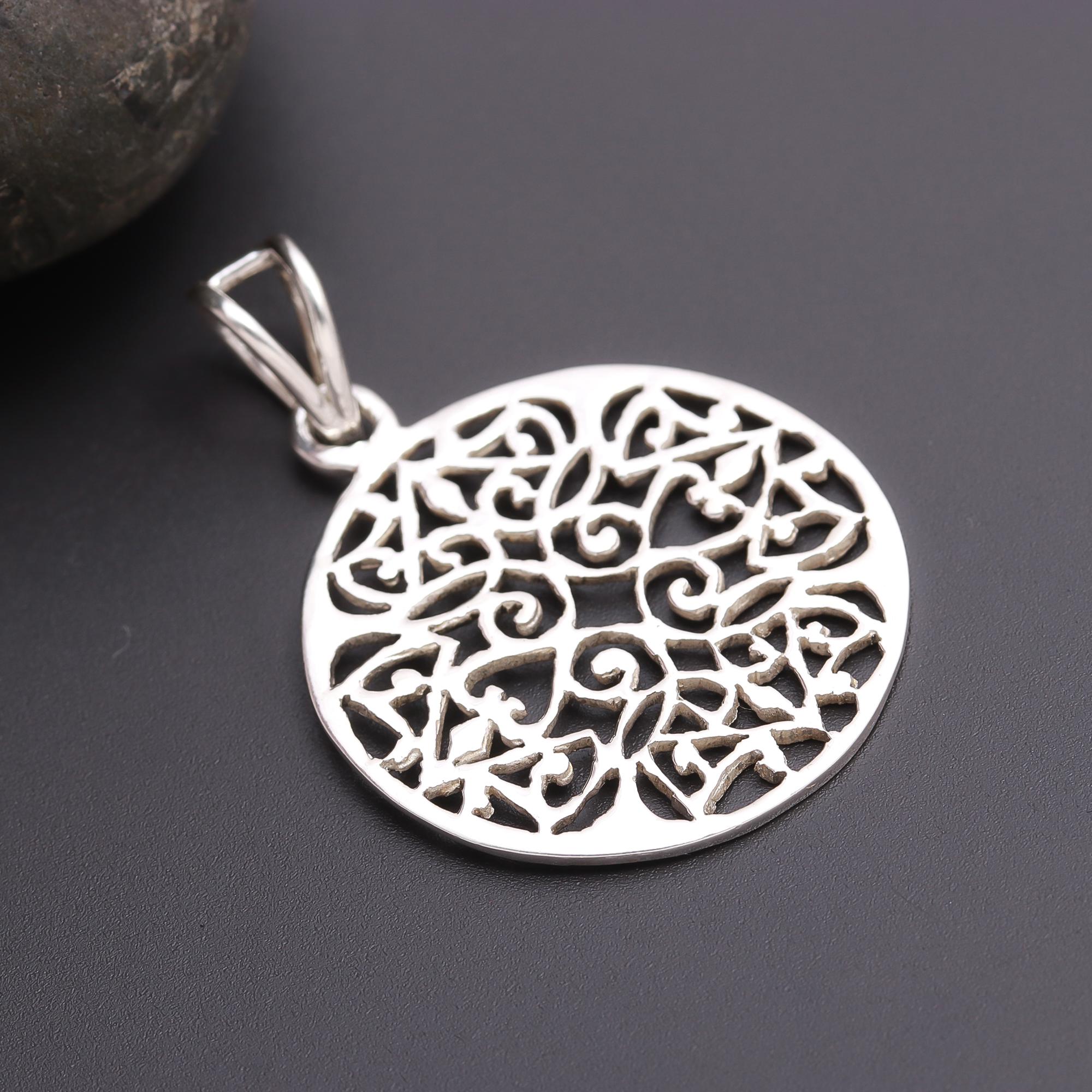 925 Silver Round Filigree Pendant