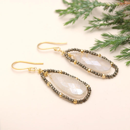 925 Silver Moonstone Dangle Earrings