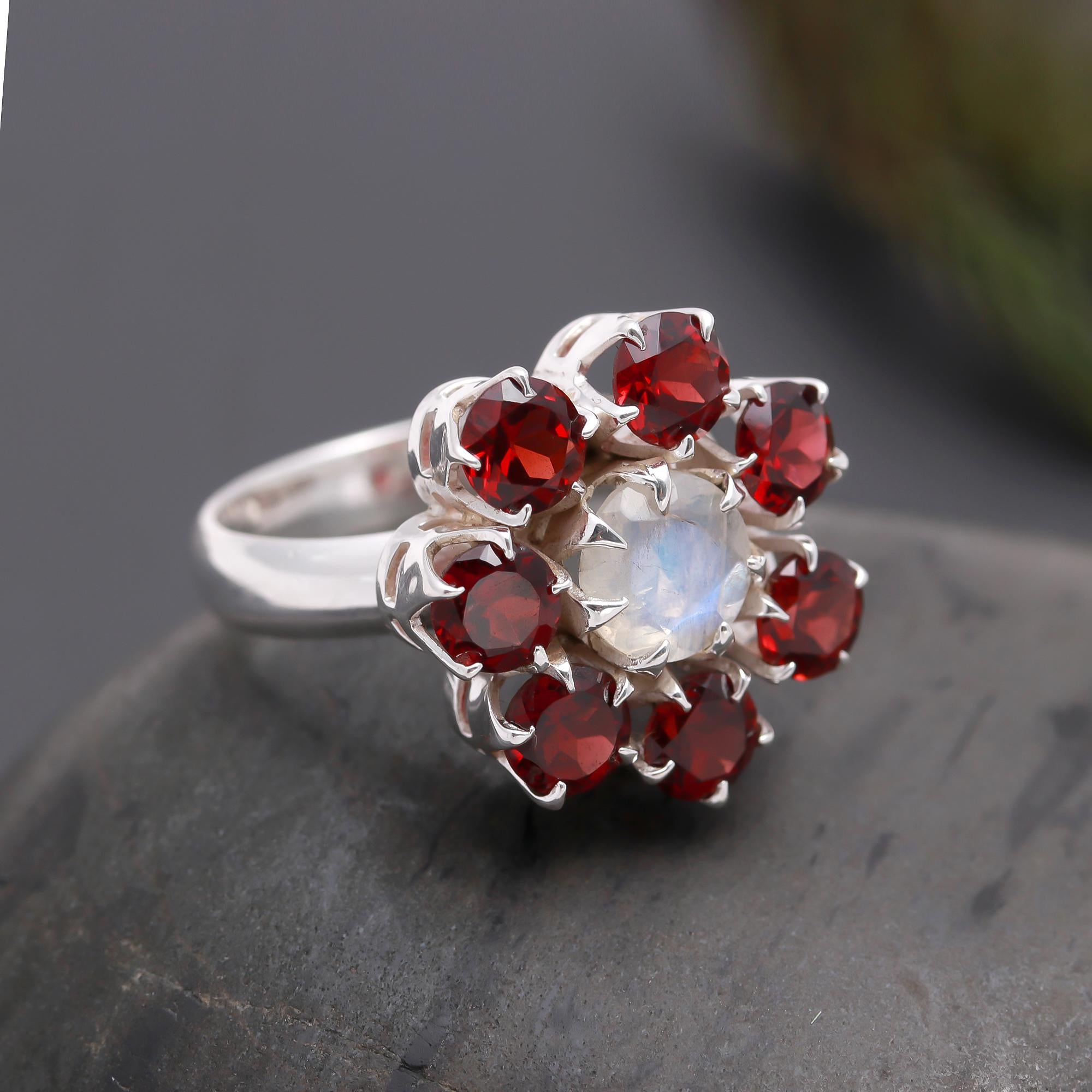 925 Silver Floral Cluster Ring