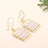 925 Silver Moonstone Beaded Dangle Earrings