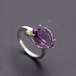 925 Silver Amethyst and Peridot Ring