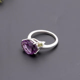 925 Silver Amethyst and Peridot Ring