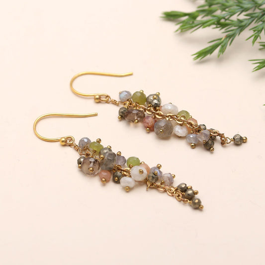 925 Silver Cluster Dangle Earrings
