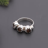 925 Silver Triple Garnet Ring